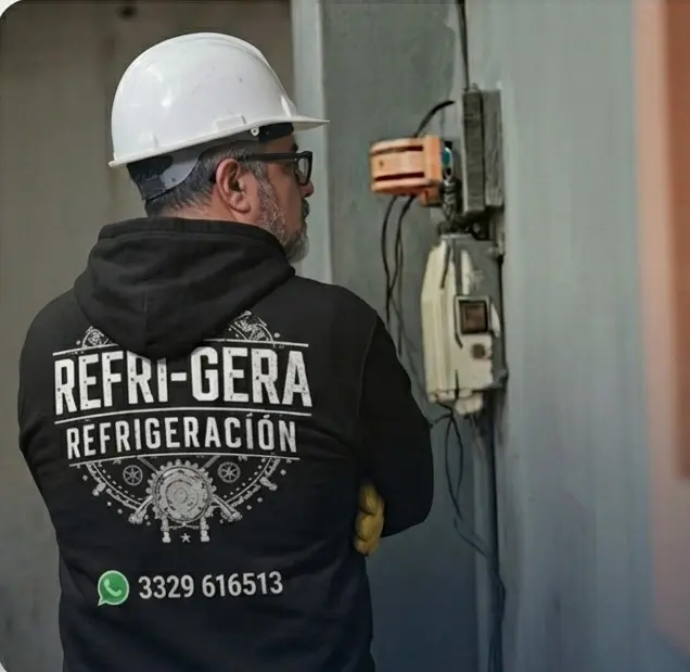 Técnico de aire acondicionado trabajando en una instalación